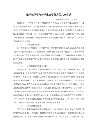 数学教学中培养学生自学能力的几点尝试