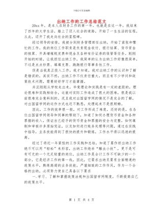 出纳工作的工作总结范文