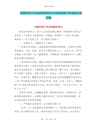 出纳年度工作总结报告范文与出纳年度工作总结汇报汇编