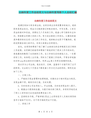 出纳年度工作总结范文与出纳年度考核个人总结汇编