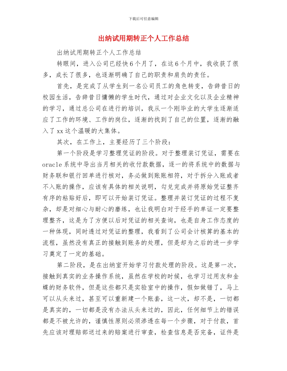 出纳试用期工作总结计划与出纳试用期转正个人工作总结汇编_第2页