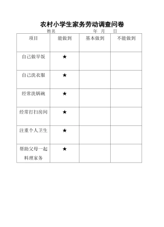 学生家务劳动调查问卷