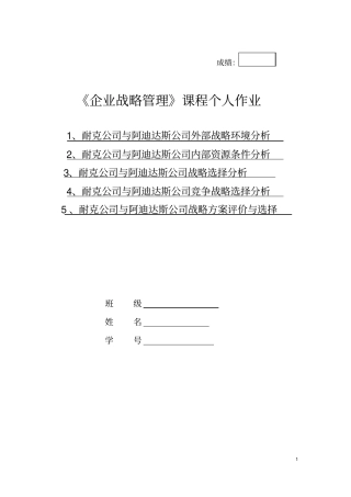 企业战略管理案例：耐克阿迪