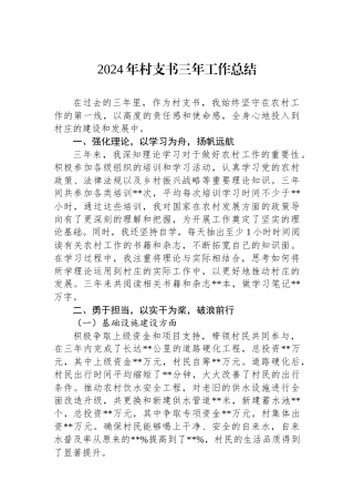 2024年村支书三年工作总结