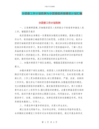 分团委工作计划范例与分团委组织部推优计划汇编