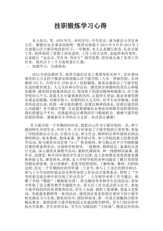张兵挂职学习心得