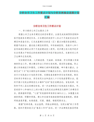 分析全市卫生工作要点计划与分析农林渔业发展计划汇编