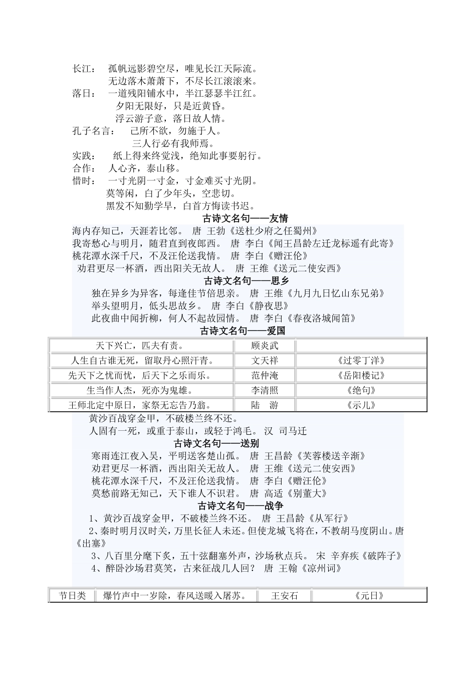 小学古诗词名句分类选萃_第1页
