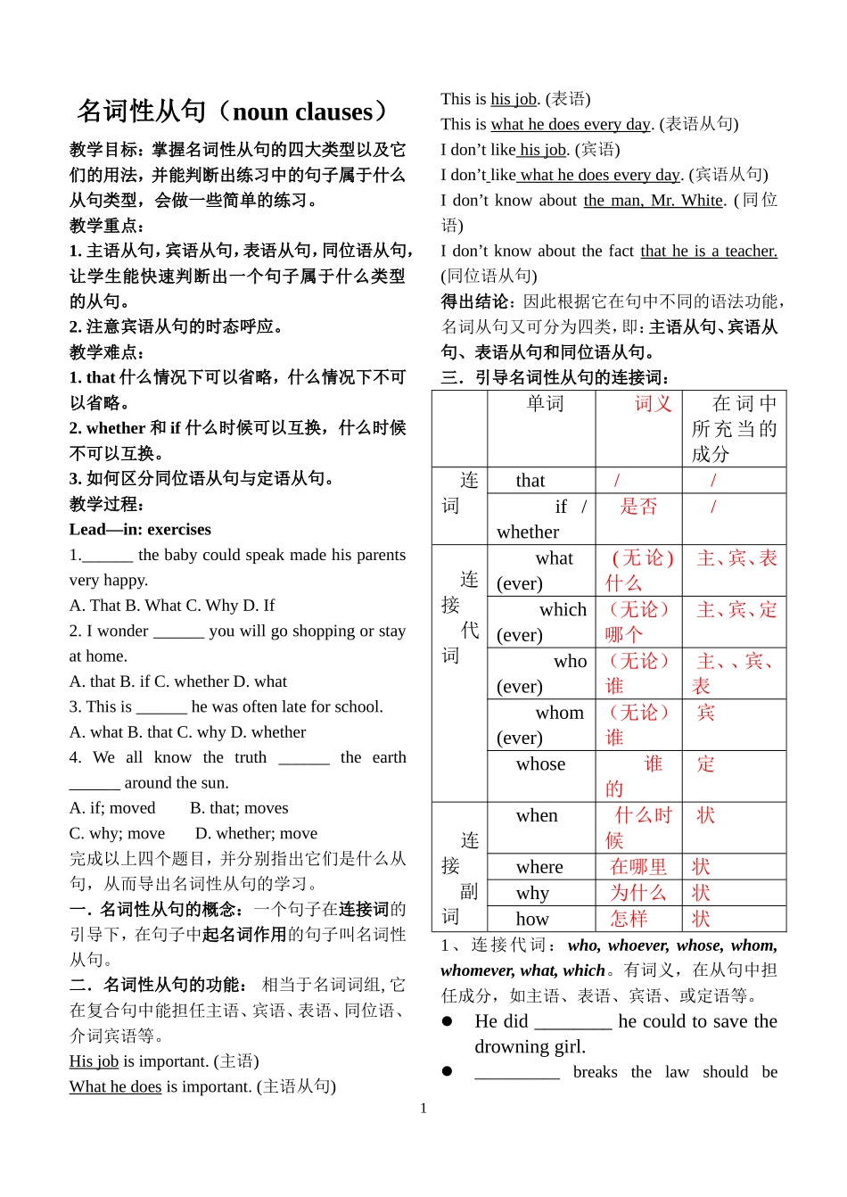 最好的名词性从句导学案附答案_第1页