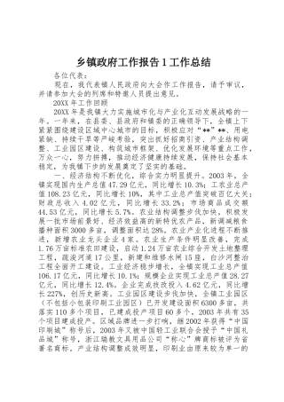 乡镇政府工作报告1工作总结_1