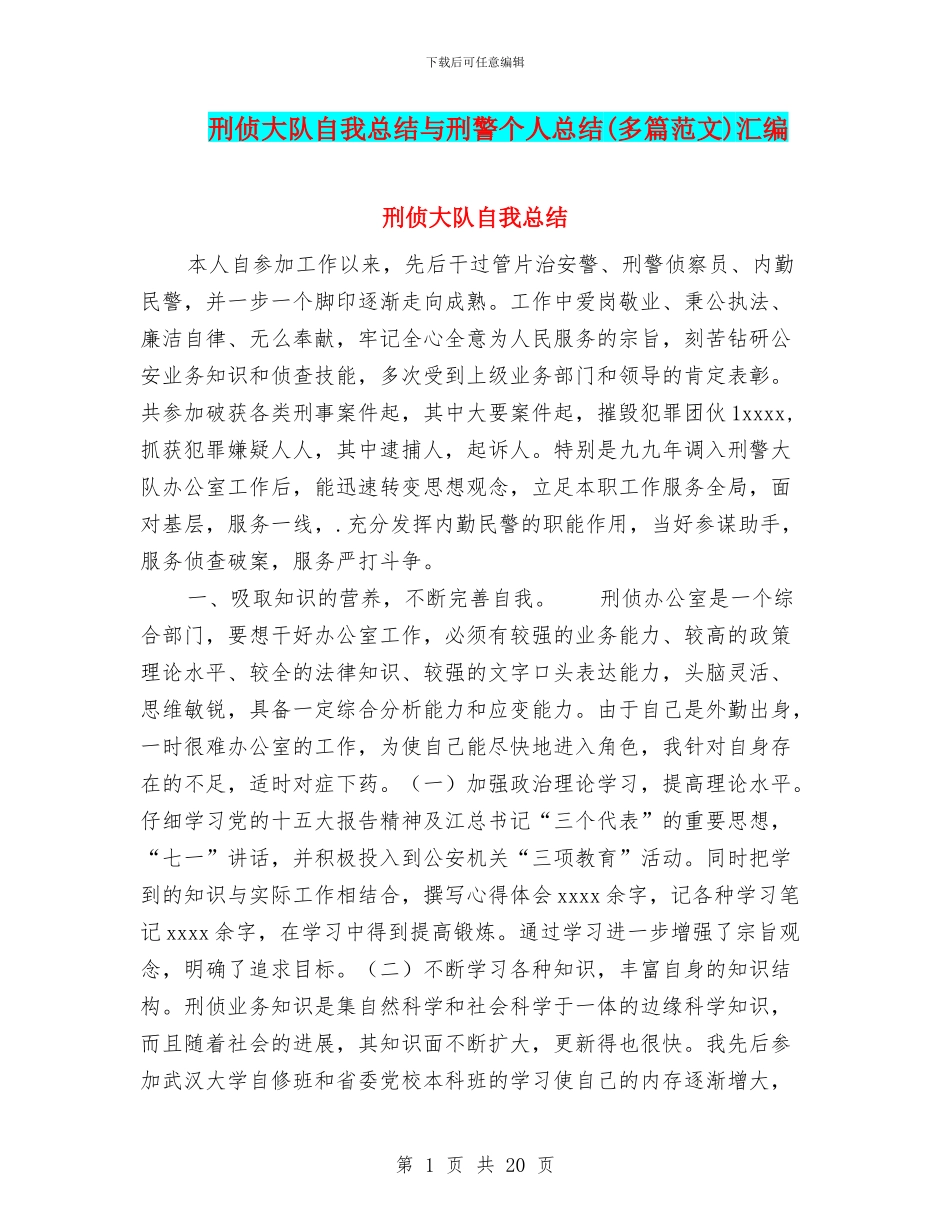 刑侦大队自我总结与刑警个人总结汇编_第1页