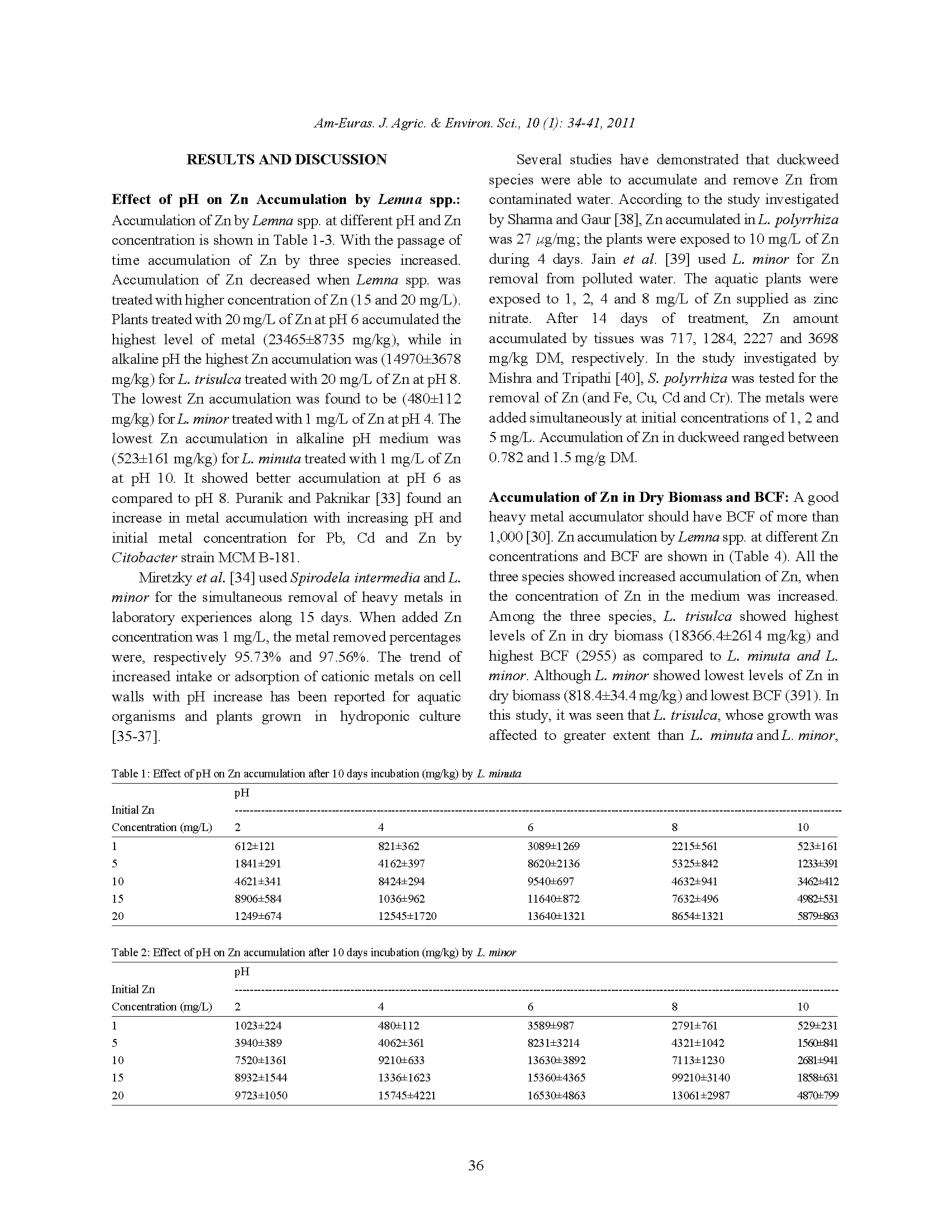 EffectofpHandheavymetalconcentrationonphytoaccumulationofzincbythreeduckweedsspecies_第3页