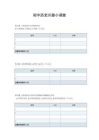 初中历史兴趣小调查