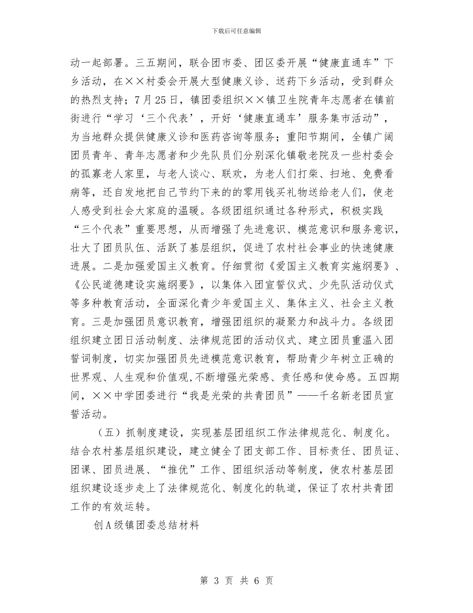 创A级镇团委总结材料工作总结与创业者协会策划书汇编_第3页