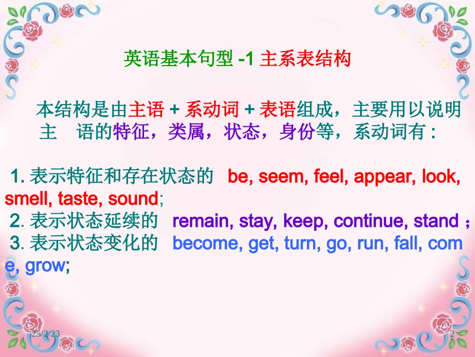 英语五种基本句型及巩固练习课件_第2页