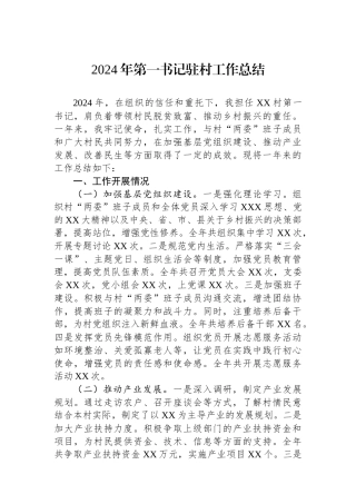 2024年第一书记驻村工作总结