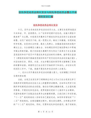 创先争优动员会局长发言与创先争优动员会暨公开承诺的发言汇编