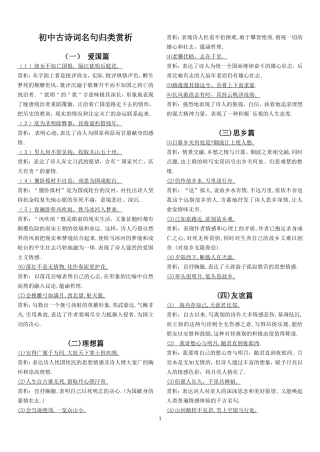 初中古诗词名句归类赏析