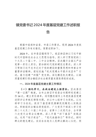 2024年度基层党建工作述职报告（乡镇党委书记）