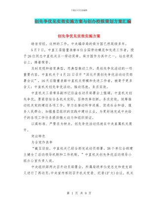 创先争优见实效实施方案与创办校报策划方案汇编