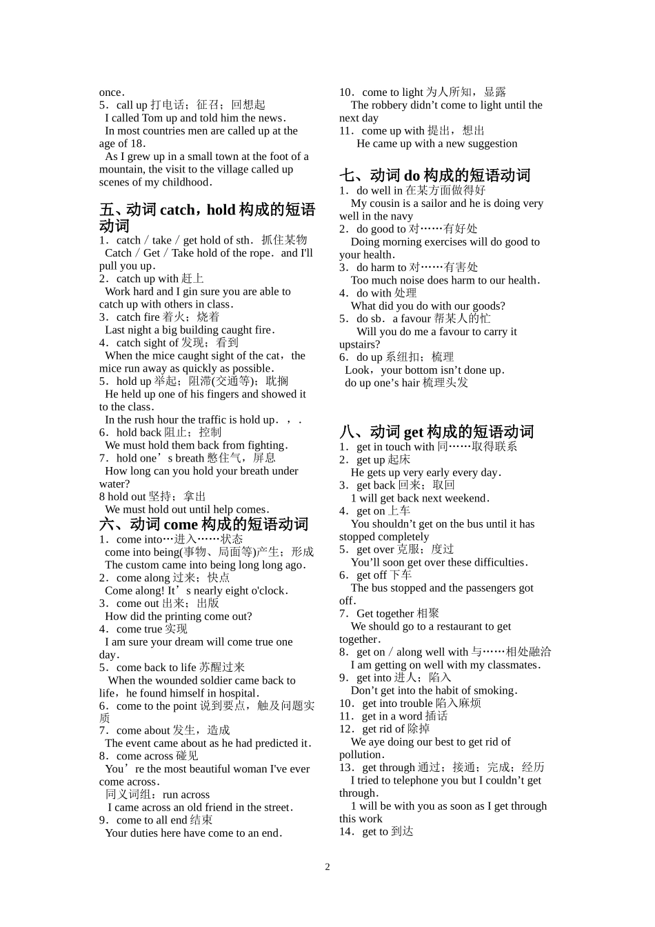 高考英语短语动词强化记忆_第2页