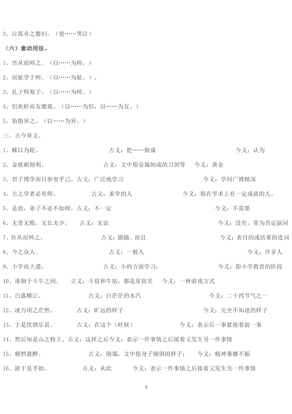 苏教版高一语文必修一文言文知识整理_第3页