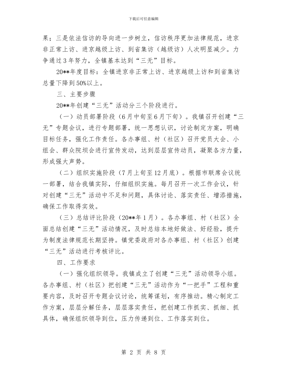 创建三无活动实施方案与创建乡村旅游精品村寨实施方案汇编_第2页