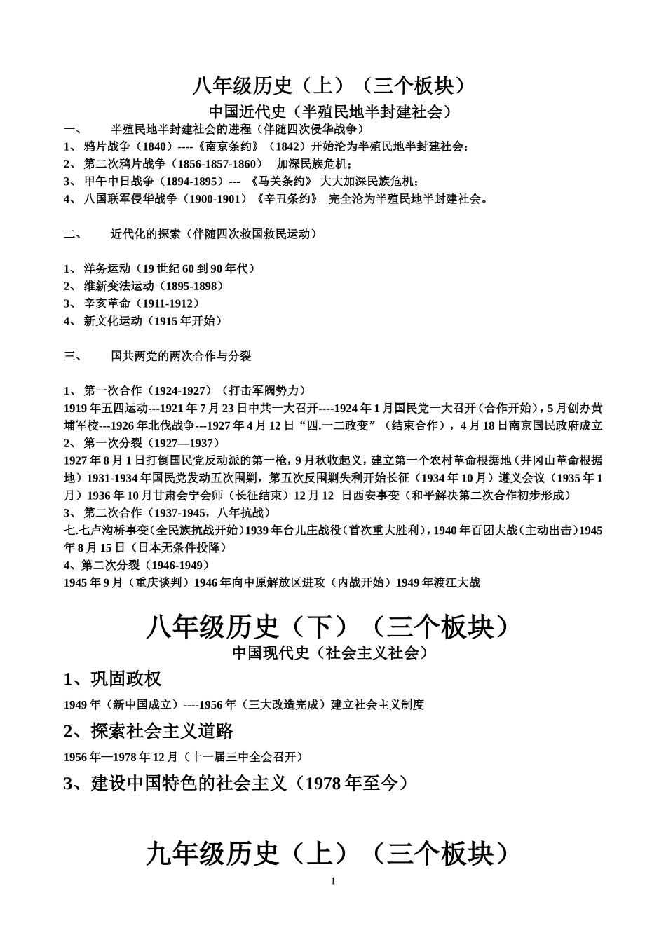 中考历史框架复习_第1页