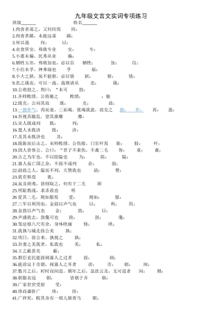 九年级文言文实词专项练习