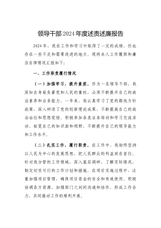 2024年度述责述廉报告（领导干部）
