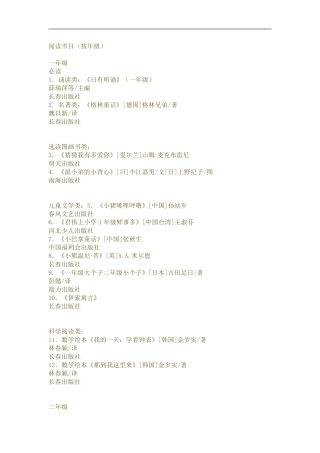 推荐课外阅读数目