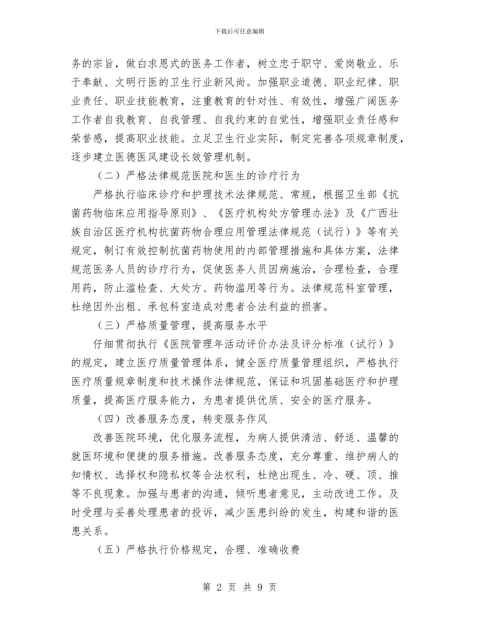 创建医德医风示范医院活动方案与创建卫生县城调查报告汇编_第2页