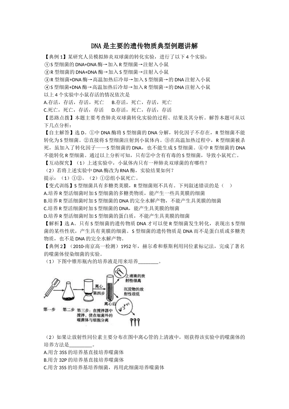 DNA是主要的遗传物质典型例题讲解_第1页