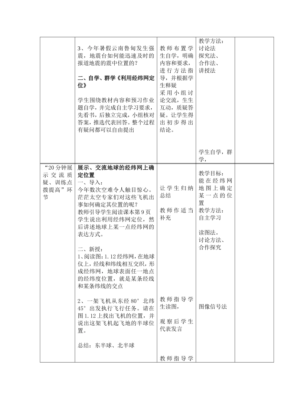 教学设计—《利用经纬网定位》_第2页