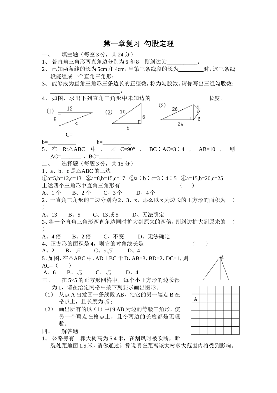 第一章复习勾股定理_第1页