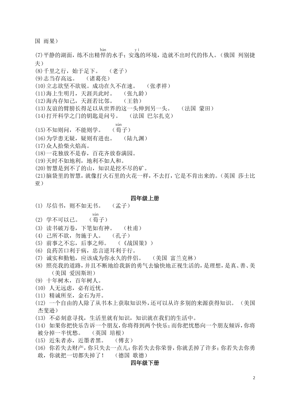 鄂教版语文名人名言总汇_第2页