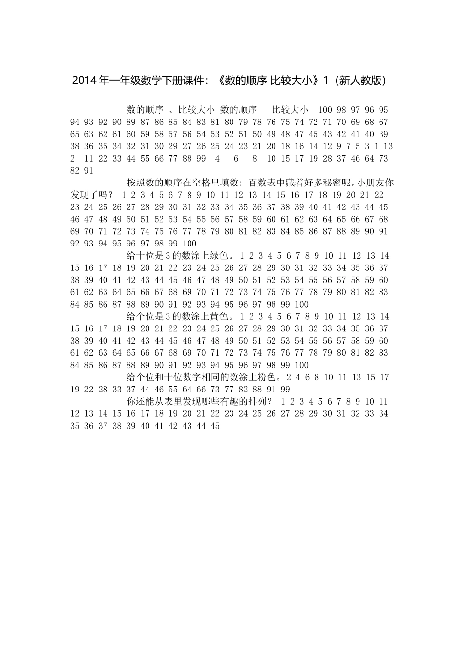 一年级数学下册数的顺序_第1页