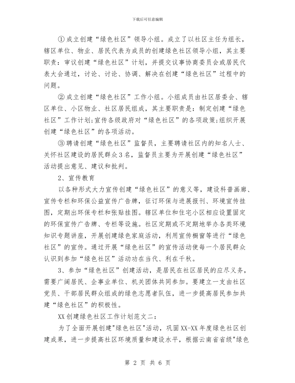 创建绿色社区工作计划2024与创建药品安全工作计划范文汇编_第2页