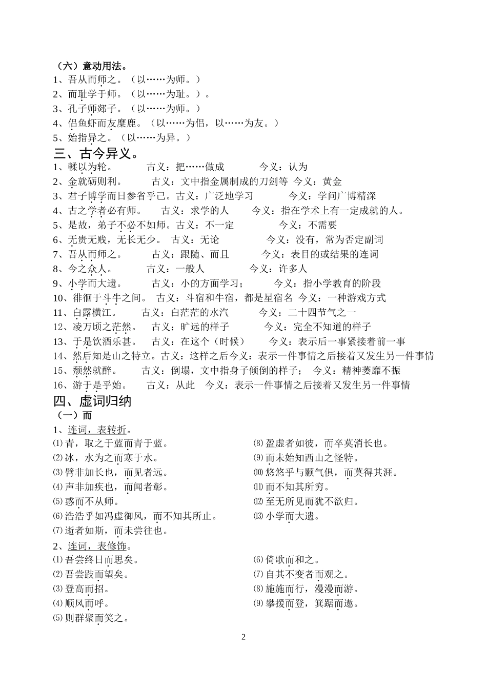高中语文必修一文言文知识整理_第2页
