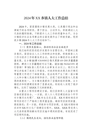 2024年工作总结（乡镇人大）