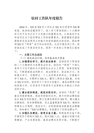 2024年工作总结报告（驻村工作队）