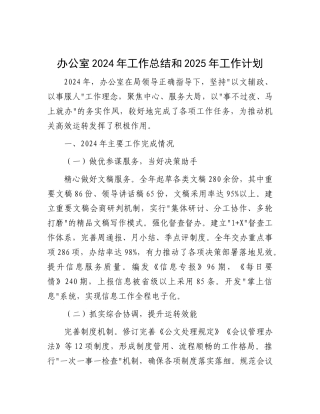 2024年工作总结和2025年工作计划（办公室）