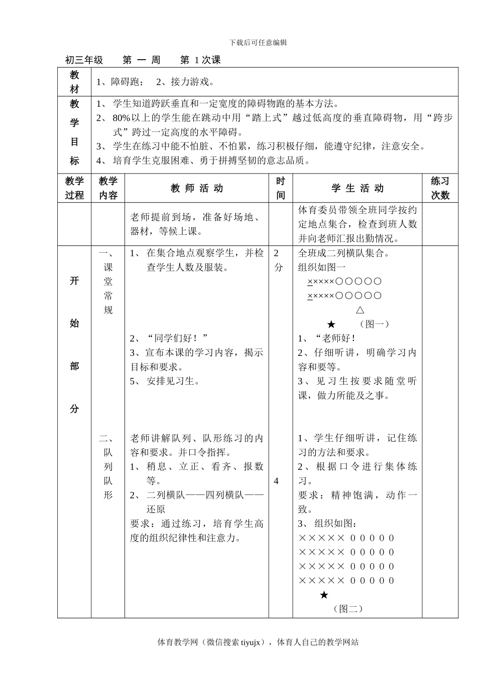 初三体育与健康教案第1次课_第1页