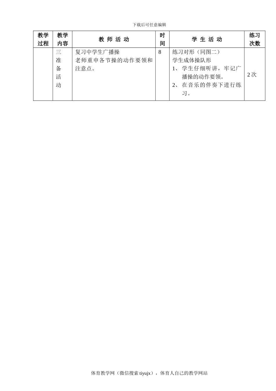 初三体育与健康教案第1次课_第2页