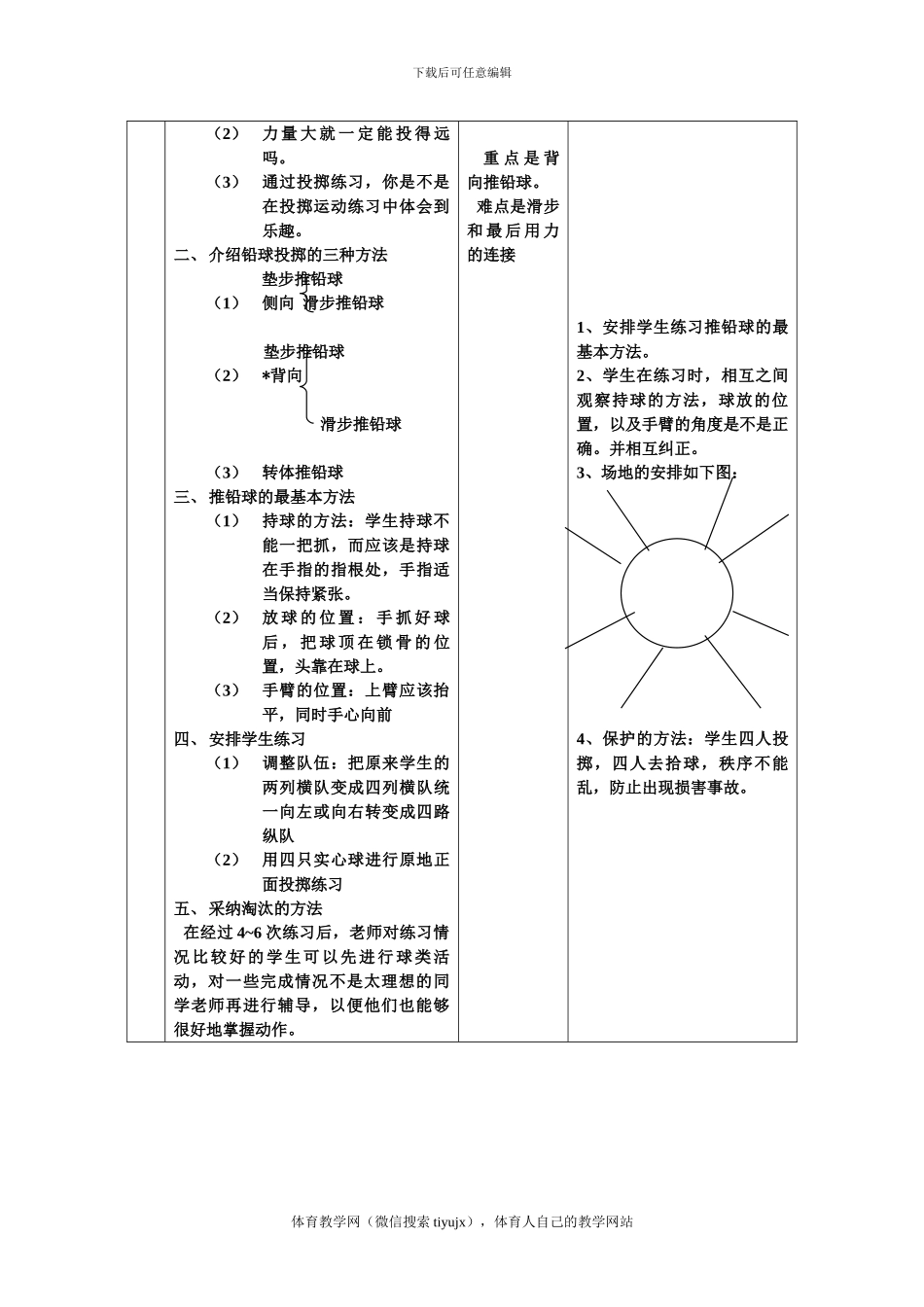 初三体育实践课教案教-案(女生推铅球1)_第2页