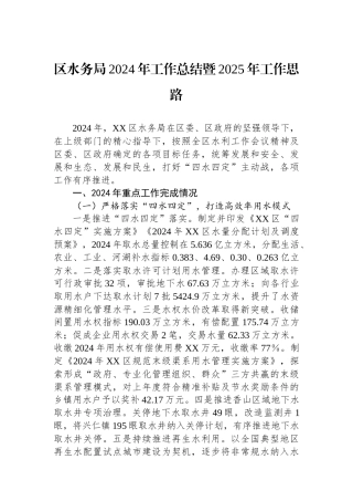 2024年工作总结暨2025年工作思路（水务局）