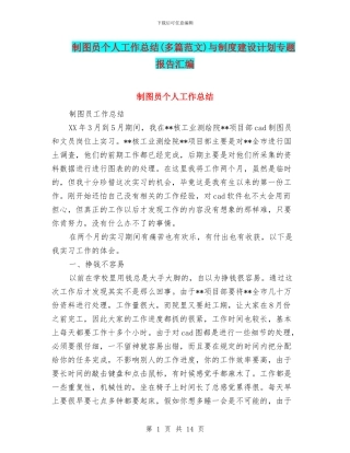 制图员个人工作总结与制度建设计划专题报告汇编