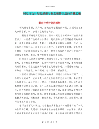 制定行动计划的感想与制定销售计划的步骤汇编