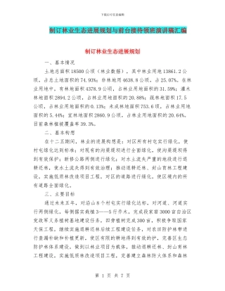 制订林业生态发展规划与前台接待领班演讲稿汇编