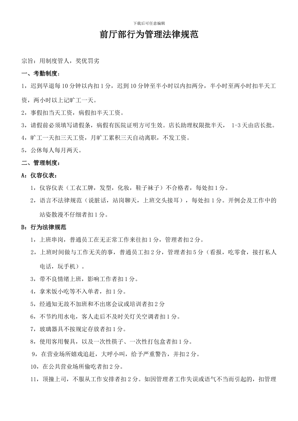 前厅部行为管理规范_第1页